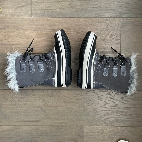 Outbound 3M Thinsolate Water Res Suede & Manmade Winter Boots Frost Grey Blk 9 - Picture 5 of 13